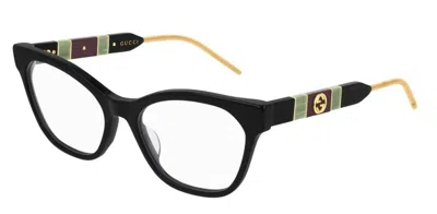 Pre-owned Gucci Gg0600o 004 Black Women's Cat-eye Eyeglasses In Clear