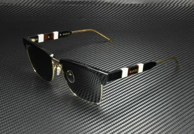 Pre-owned Gucci Gg0603s 001 Black Grey Square Men's Sunglasses 56 Mm In Gray
