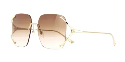 Pre-owned Gucci Gg0646s Gold/brown Shaded (002 Tg) Sunglasses