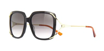 Pre-owned Gucci Gg0647s Black Gold/grey Shaded (001 A) Sunglasses In Gray