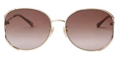 Pre-owned Gucci Gg0650sk 004 Round Oval Gold /brown Gradient Lens Sunglasses