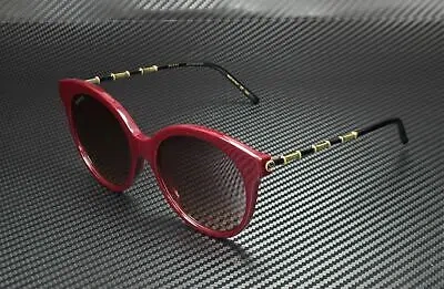 Pre-owned Gucci Gg0653s 003 Round Oval Burgundy Gold Women's Sunglasses 55 Mm In Red