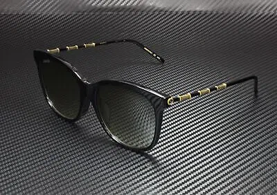 Pre-owned Gucci Gg0655sa 001 Square Black Black Gold Grey 56 Mm Women's Sunglasses In Gray