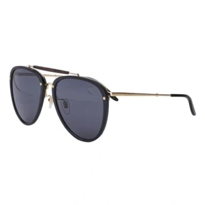 Pre-owned Gucci Gg0672s 001 Black Gold/grey 58-19-145 Sunglasses In Gray