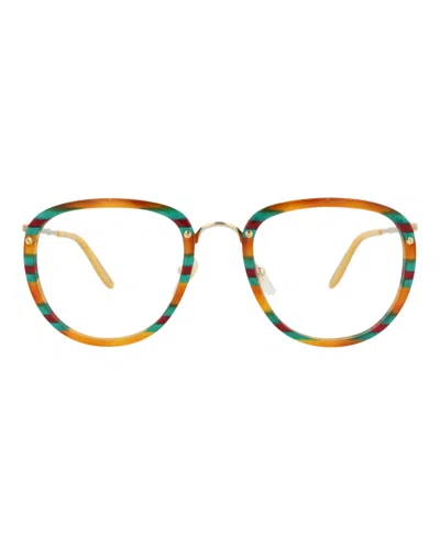 Gucci Gg0675o Eyeglasses In Havana Gold Transparent