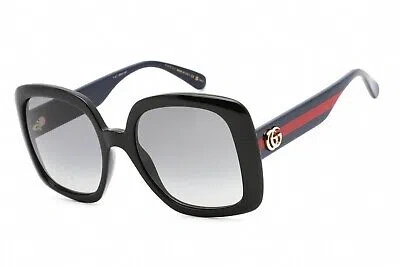 Pre-owned Gucci Gg0713s 001 Sunglasses Black Frame Grey Gradient Lenses 55mm In Gray