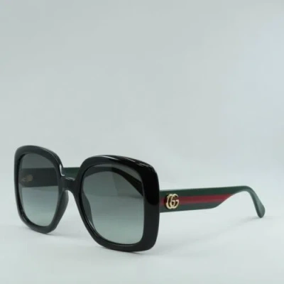Pre-owned Gucci Gg0713s 006 Black/green/grey Gradient 55-21-140 Sunglasses Authentic
