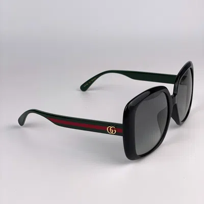 Pre-owned Gucci Gg0714sa 001 Black Green Grey Grad Oversized Square Women Sunglasses In Gray