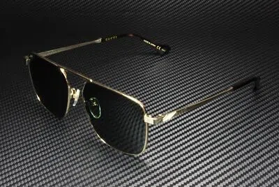 Pre-owned Gucci Gg0743s 004 Aviator Metal Gold Havana Gold Green 57 Mm Men's Sunglasses In Solid Green