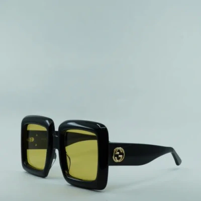 Pre-owned Gucci Gg0783s 001 Black Yellow 57-25-145 Sunglasses