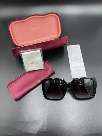 Pre-owned Gucci Gg0786 C1 Black Frame Gradient Lens 57-17 Authentic Sunglasses Italy In Brown