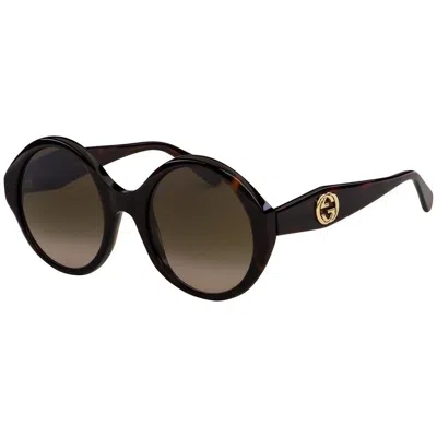 Pre-owned Gucci Gg0797s 002 Women Round Sunglasses In Acetate Frame W/brown Gradient Lens