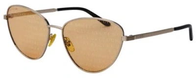 Pre-owned Gucci Gg0803s-004 Women Cat Eye Designer Sunglasses Gold Black/peach Orange 58mm In Multicolor