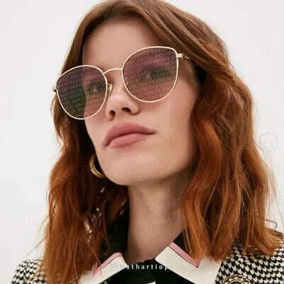 Pre-owned Gucci Gg0807sa-004-58 Gold Sunglasses In Pink