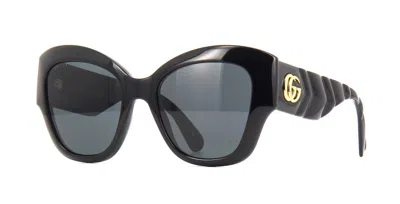 Pre-owned Gucci Gg0808s Black/grey (001) Sunglasses In Gray