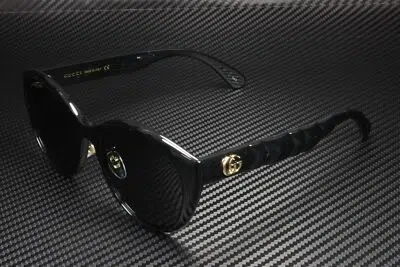 Pre-owned Gucci Gg0814sk 001 Black Shiny Grey Cat Eye 56 Mm Women's Sunglasses In Gray