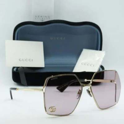 Pre-owned Gucci Gg0817s 007 Gold/violet 65-17-140 Sunglasses Authentic In Purple