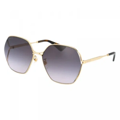 Pre-owned Gucci Gg0818sa 001 Gold/grey 63-17-140 Sunglasses In Gray