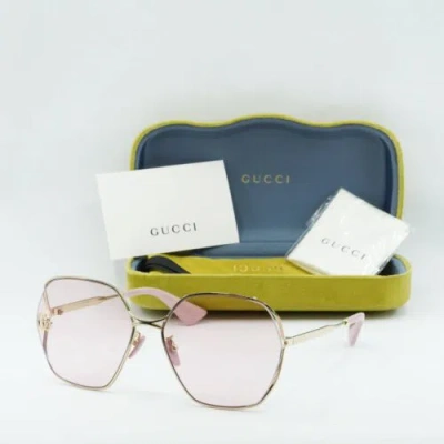 Pre-owned Gucci Gg0818sa 003 Gold/pink 63-17-140 Sunglasses