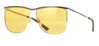 Pre-owned Gucci Gg0821s-003 Men's Gold & Havana / Brown Tinted Sunglasses