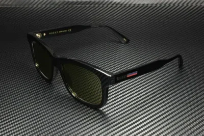 Pre-owned Gucci Gg0824s 006 Black Brown Rectangle Square 55 Mm Men's Sunglasses