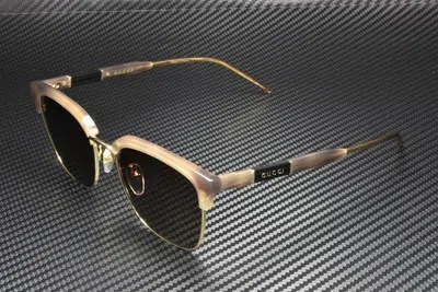 Pre-owned Gucci Gg0846sk 003 Rectangular Squared Havana Grey Brown 55 Mm Men's Sunglasses In Gradient Brown Mud