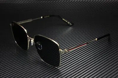 Pre-owned Gucci Gg0852sk 002 Gold Black Grey Square 58 Mm Women's Sunglasses In Gray