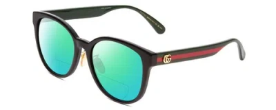 Pre-owned Gucci Gg0854sk Ladies Cateye Polarized Bi-focal Sunglasses Black Red Green 56 Mm In Green Mirror
