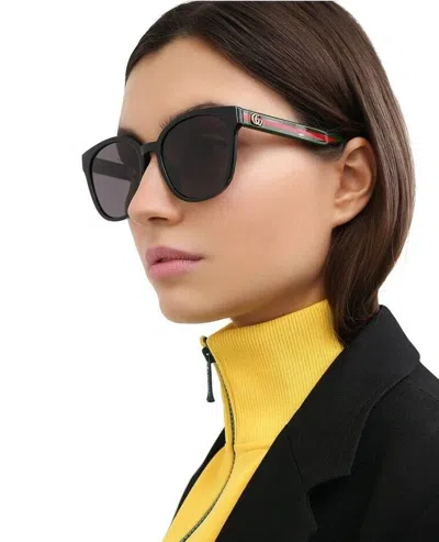 Pre-owned Gucci Gg0855sk 001 Black Grey Cat Eye Women Sunglasses In Gray
