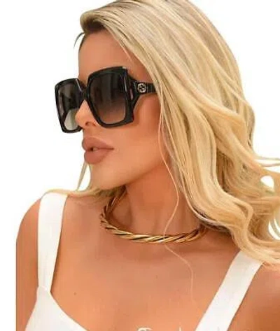 Pre-owned Gucci Gg0876s-001 Black Black Grey Sunglasses In Gray