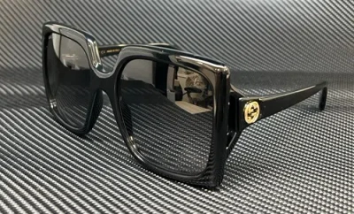 Pre-owned Gucci Gg0876s 001 Black Grey Gradient Women's 60 Mm Sunglasses In Gray