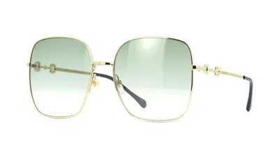 Pre-owned Gucci Gg0879s Gold/green Shaded (003) Sunglasses