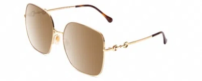 Pre-owned Gucci Gg0879s Women's Square Sunglasses Gold/tortoise Havana/brown Gradient 61mm