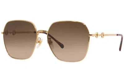 Pre-owned Gucci Gg0882sa 002 Sunglasses Women's Gold/brown Gradient Fashion Square 60mm