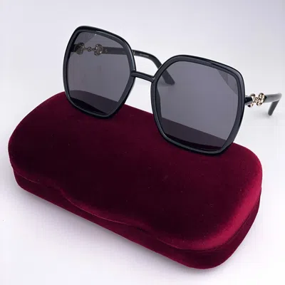 Pre-owned Gucci Gg0890s 001 Black Gray Square Women Sunglasses 55mm 55x19x140