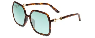 Pre-owned Gucci Gg0890sa-003 Women Oversized Sunglasses In Havana Tortoise Gold/green 58mm In Multicolor