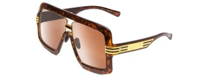Pre-owned Gucci Gg0900s Unisex Oversized .5-rimless Sunglasses Tortoise Havana/brown 60 Mm