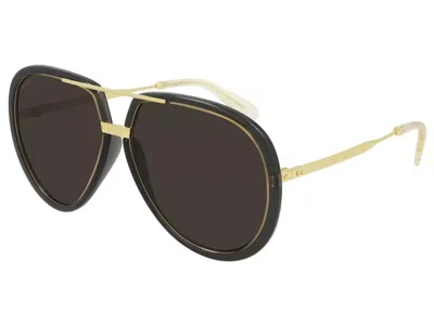 Pre-owned Gucci Gg0904s 001 61 Gray Gold Frame / Brown Lens Sunglasses