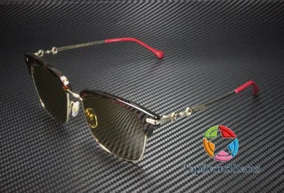Pre-owned Gucci Gg0918s 002 Havana Burgundy Brown Rectangular Squar 56 Mm Men's Sunglasses