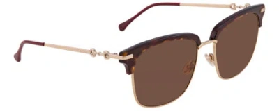 Pre-owned Gucci Gg0918s-002 Unisex Sunglasses Tortoise Havana Gold Burgundy Red/brown 56mm In Multicolor