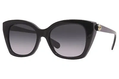 Pre-owned Gucci Gg0921s 001 Sunglasses Women's Black/grey Gradient Lenses Rectangular 55mm In Gray