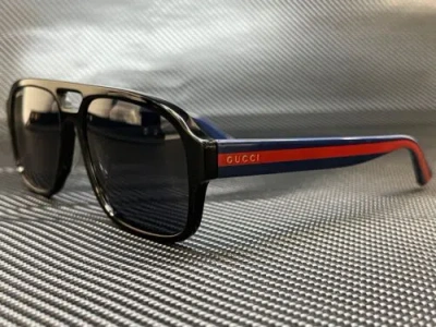 Pre-owned Gucci Gg0925s 001 Black Rectangle Men's 58 Mm Sunglasses In Gray