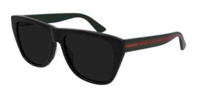 Pre-owned Gucci Gg0926s-001 Rectangle Black In Gray