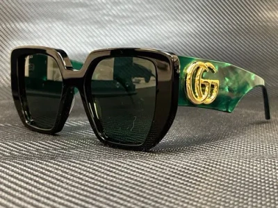 Pre-owned Gucci Gg0956s 001 Black Cat Eye 54 Mm Women's Sunglasses In Green