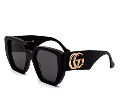 Pre-owned Gucci Gg0956s 003 Big Oversized Black Sunglasses Made In Italy In Gray