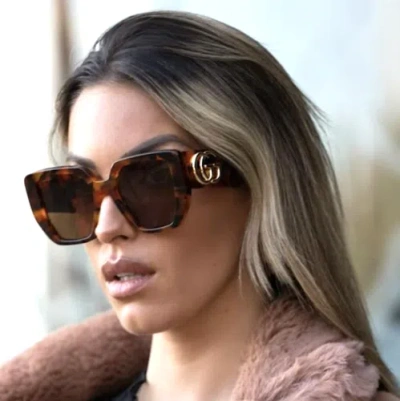 Pre-owned Gucci Gg0956s-007 Havana Sunglasses