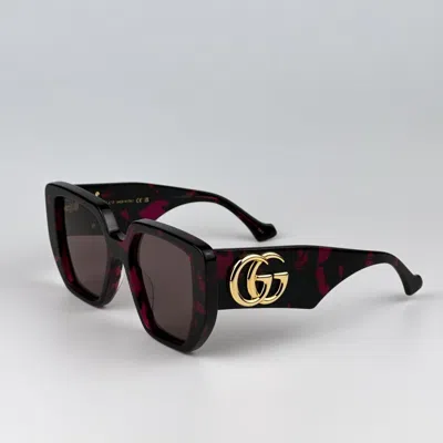 Pre-owned Gucci Gg0956s 008 Havana Violet Brown Cat Eye Unisex Sunglasses