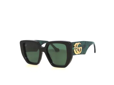 Pre-owned Gucci Gg0956s 0956s 001 Black Green Sunglasses 0956