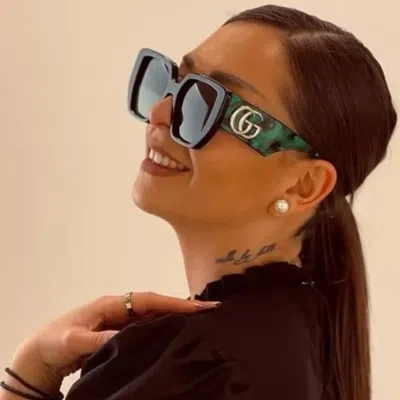 Pre-owned Gucci Gg0956s Oversized Black And Green Sunglasses