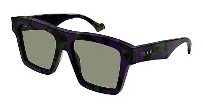 Pre-owned Gucci Gg0962s-014 Havana Sunglasses In Green
